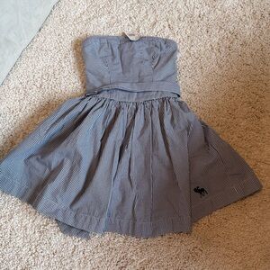 New Abercrombie women’s checkered blue white sm short dress cotton fit and flare